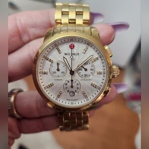 Michele Uptown Gold Chronograph Watch